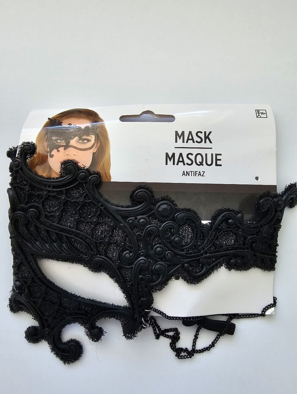 ​Amscan Black Silicone Fancy Scroll Masquerade Half Mask Halloween Whimsigoth